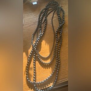 VINTAGE BLACK BEADED 4 STRAND NECKLACE